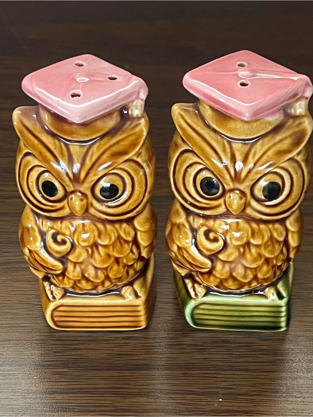 Vintage Ceramic Wise Owl Salt and Pepper Shakers - Made in Japan